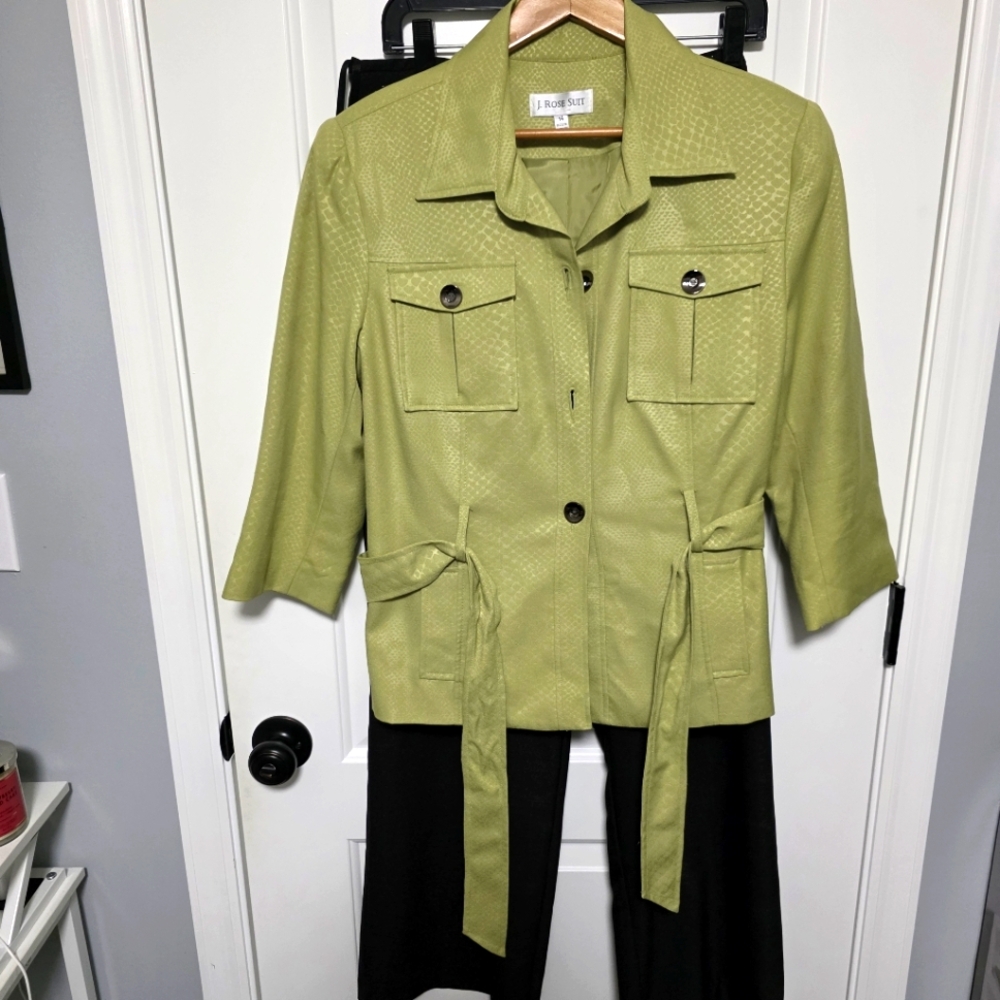 J. Rose Suit Lime Green And Black Pants Suit 14